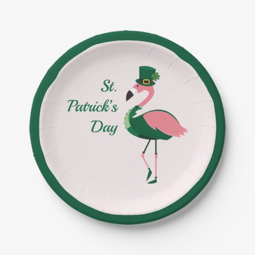 Flamingo Animal Pink St Patricks Day Paper Plates