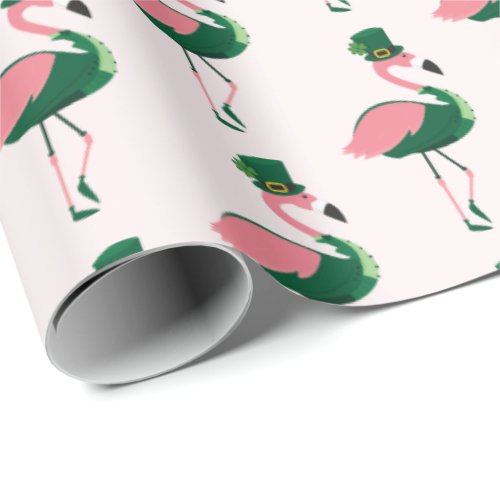 Flamingo Animal Pink St Patricks Day Wrapping Paper