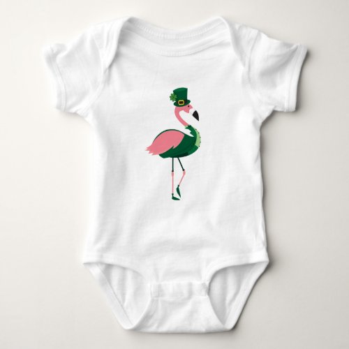 Flamingo Animal St Patricks Day Baby Bodysuit