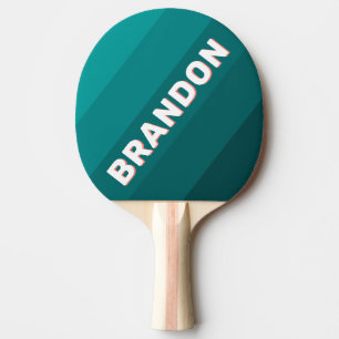 Flamingo Aqua Bold Stripes with Name Ping Pong Paddle