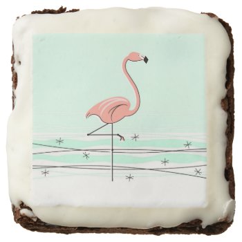 Flamingo Aqua Brownie Square by QuirkyChic at Zazzle
