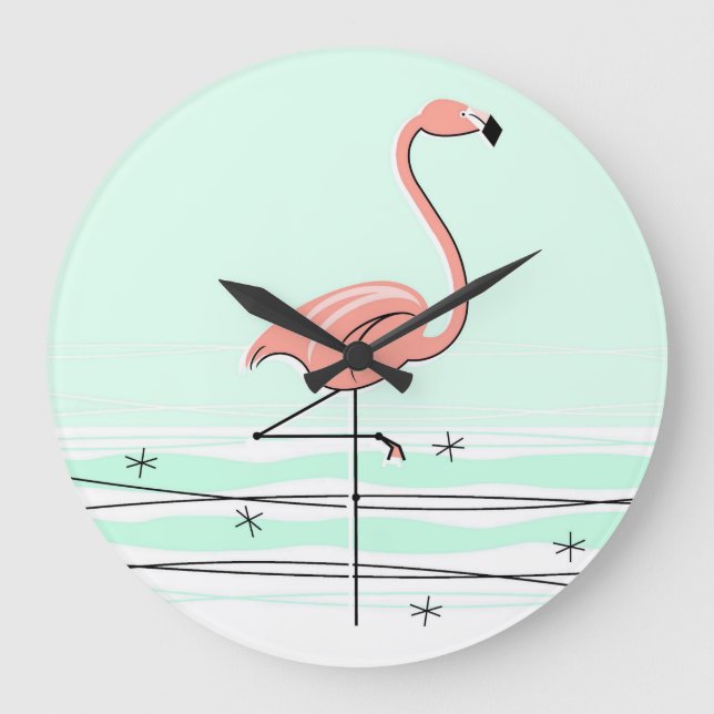 Flamingo Aqua clock round (Front)