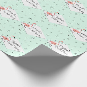 Flamingo Aqua diamond Bridal Shower wrapping paper