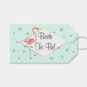 Flamingo Aqua diamond Bride to Be! gift tags