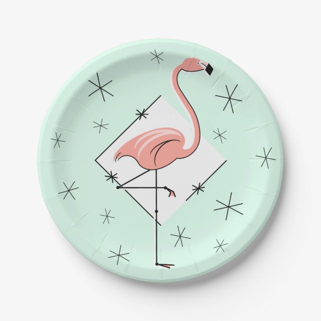Flamingo Aqua diamond paper plate (Front)