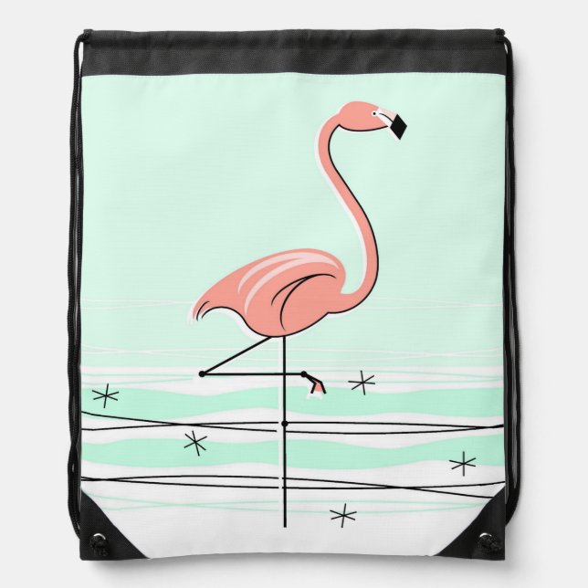 Flamingo Aqua drawstring backpack (Front)