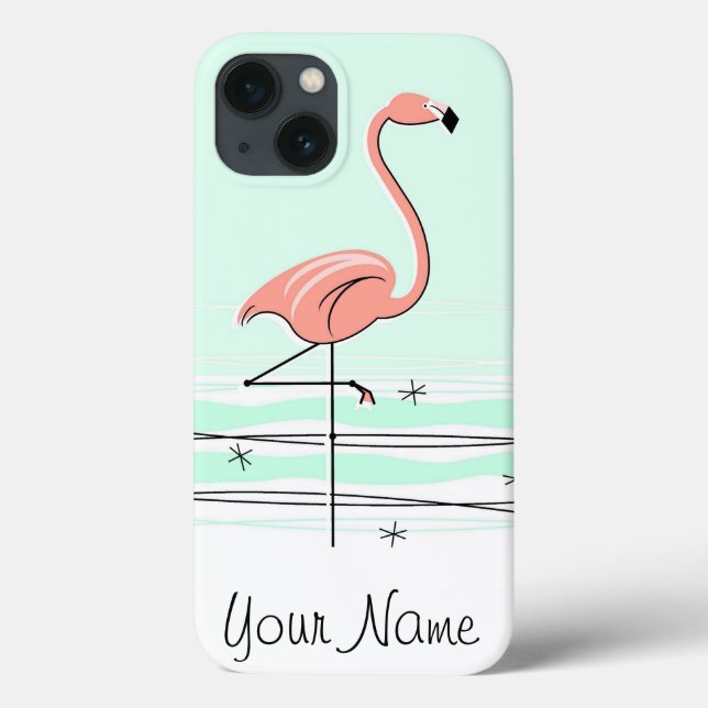 Flamingo Aqua 'Name' iPad Mini case (Back)