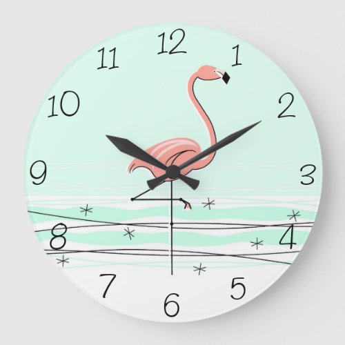 Flamingo Aqua numbers clock round