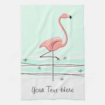 Flamingo Aqua Text Kitchen Towel by QuirkyChic at Zazzle
