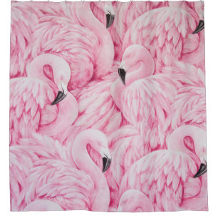 FLAMINGO ARE EVERYWHERE SHOWER CURTAIN