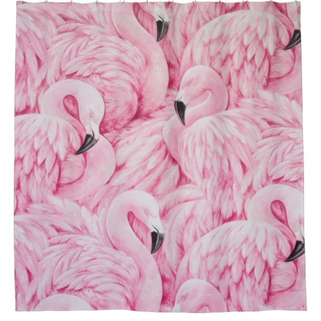 FLAMINGO ARE EVERYWHERE SHOWER CURTAIN (Front)