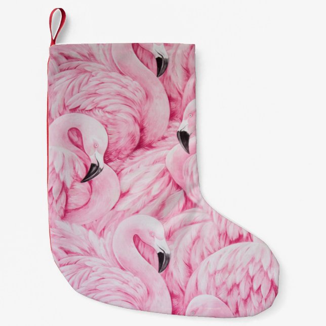 FLAMINGO ARE EVERYWHERE SMALL CHRISTMAS STOCKING (Front)