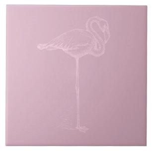 Flamingo Art Pink or CUSTOM COLOR Ceramic Tile