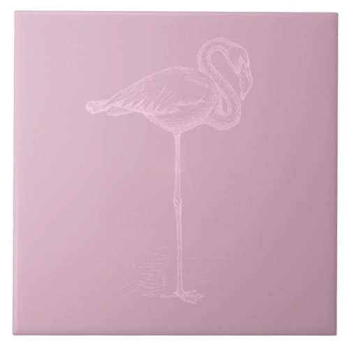 Flamingo Art Pink or CUSTOM COLOR Ceramic Tile