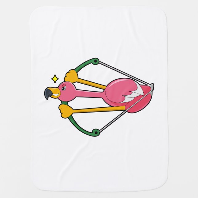 Flamingo as Arrow with Bow Baby Blanket (Front)
