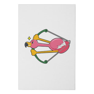Flamingo as Arrow with Bow Faux Canvas Print