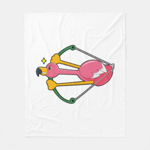 Flamingo as Arrow with Bow Fleece Blanket