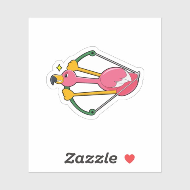 Flamingo as Arrow with Bow Sticker (Sheet)