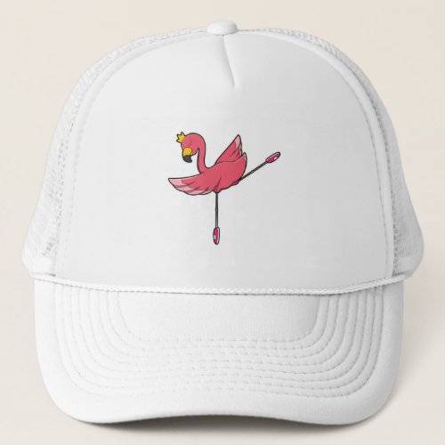 Flamingo as Ballerina at Ballet with Crown Trucker Hat