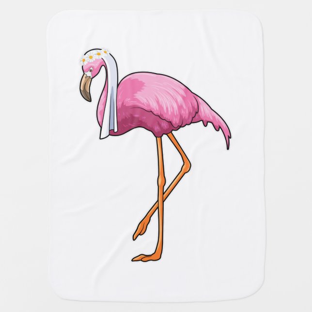 Flamingo as Bride with Veil Baby Blanket (Front)