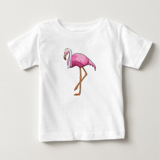Flamingo as Bride with Veil Baby T-Shirt (Front)