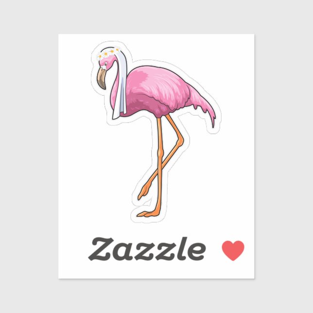Flamingo as Bride with Veil Sticker (Sheet)