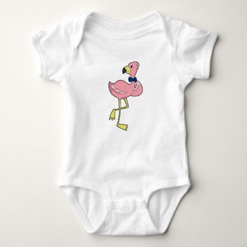 Flamingo as Gentleman with Tie Baby Bodysuit