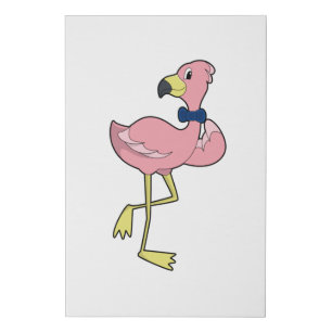 Flamingo as Gentleman with Tie Faux Canvas Print