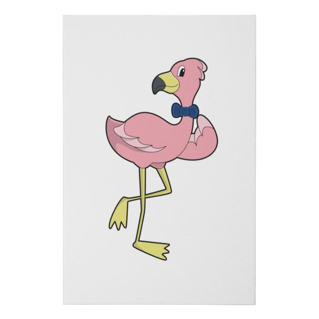Flamingo as Gentleman with Tie Faux Canvas Print (Front)