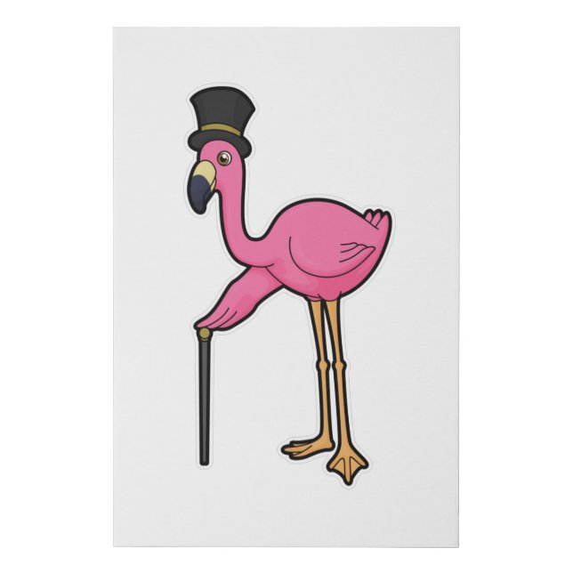 Flamingo as Groom with Hat & cane Faux Canvas Print (Front)