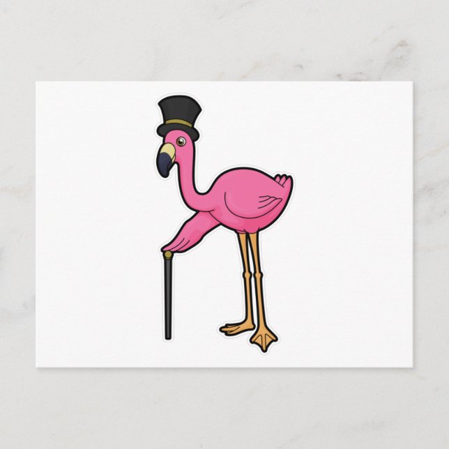 Flamingo as Groom with Hat & cane Postcard (Front)