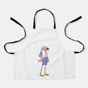 Flamingo as Hair stylist with Scissors Apron