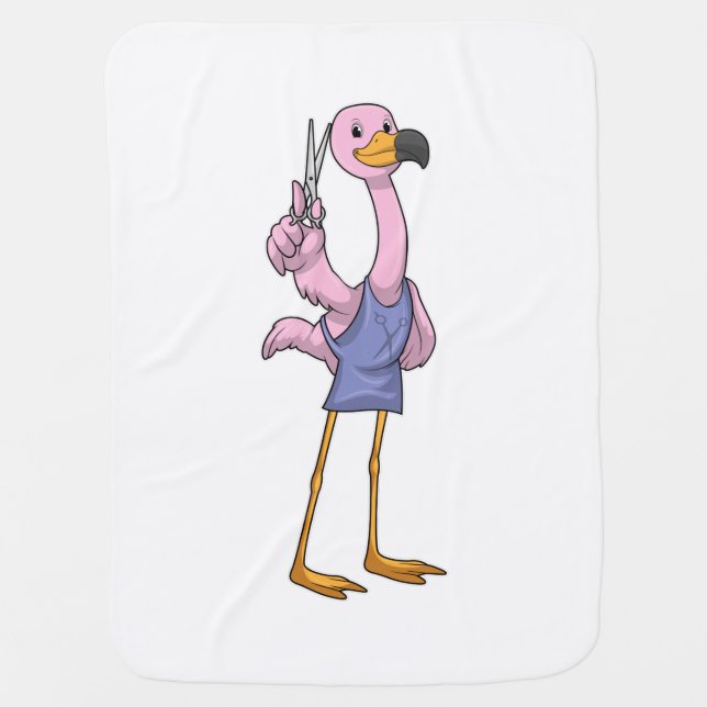 Flamingo as Hair stylist with Scissors Baby Blanket (Front)