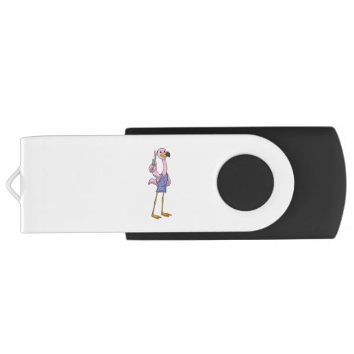 Flamingo as Hair stylist with Scissors Flash Drive