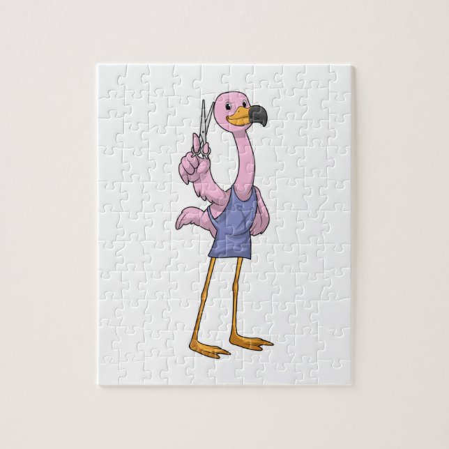Flamingo as Hair stylist with Scissors Jigsaw Puzzle (Vertical)
