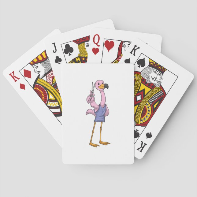 Flamingo as Hair stylist with Scissors Poker Cards (Back)