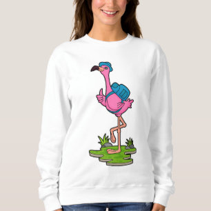 Flamingo as Hiker with Backpack Sweatshirt