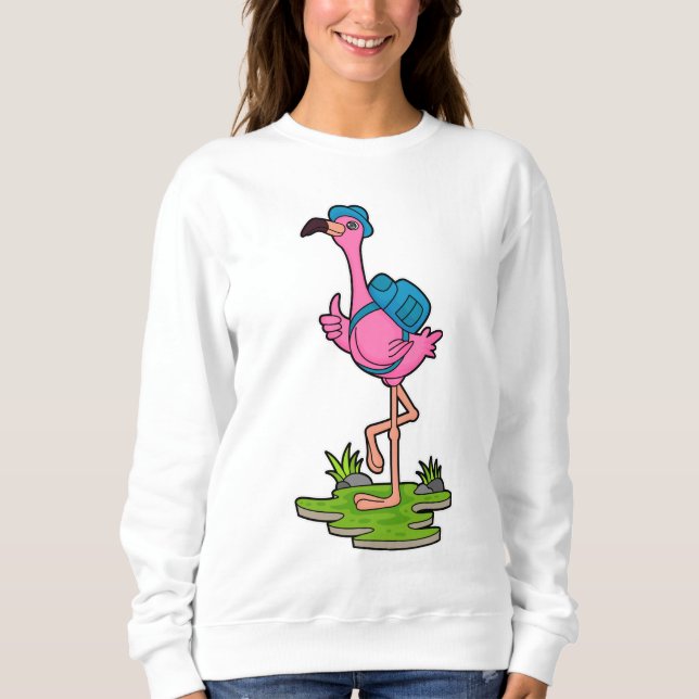 Flamingo as Hiker with Backpack Sweatshirt (Front)