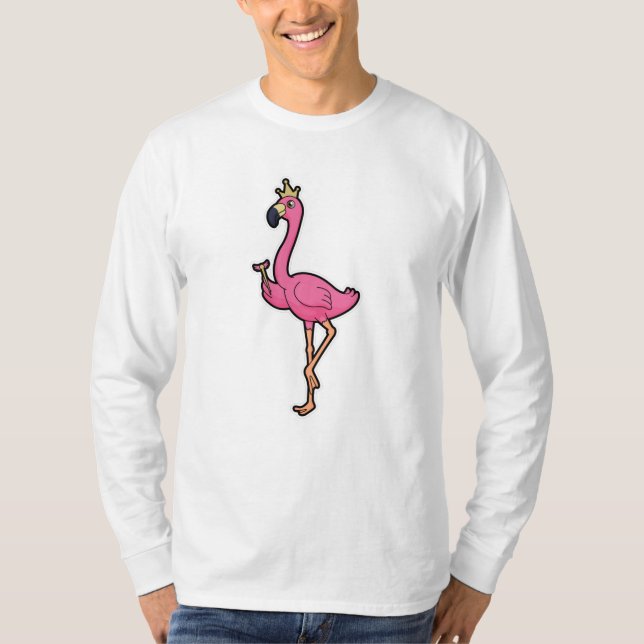 Flamingo as King with Crown & Staff T-Shirt (Front)