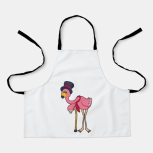 Flamingo as Pensioner with Hat Apron