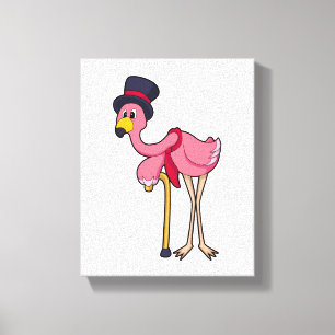 Flamingo as Pensioner with Hat Canvas Print