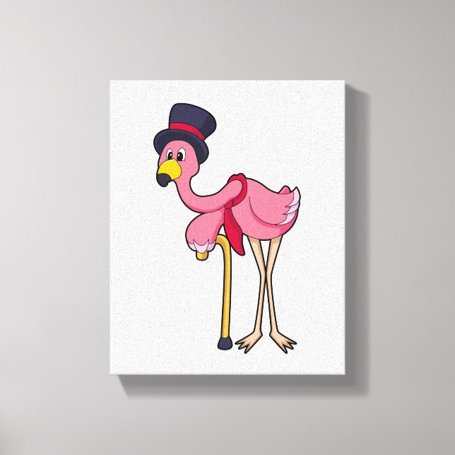 Flamingo as Pensioner with Hat Canvas Print (Front)