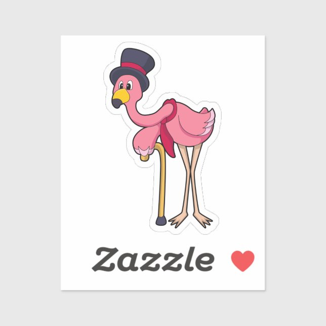 Flamingo as Pensioner with Hat Sticker (Sheet)