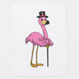 Flamingo as Pensioner with Walking stick Baby Blanket