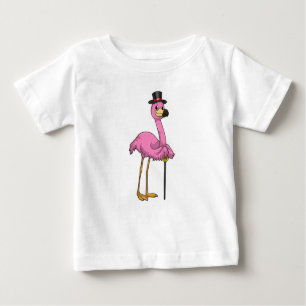 Flamingo as Pensioner with Walking stick Baby T-Shirt