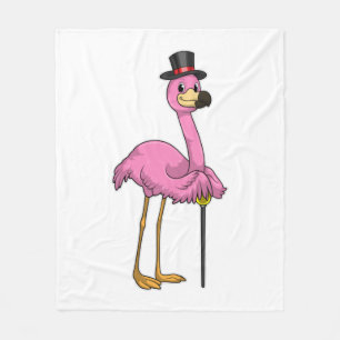 Flamingo as Pensioner with Walking stick Fleece Blanket