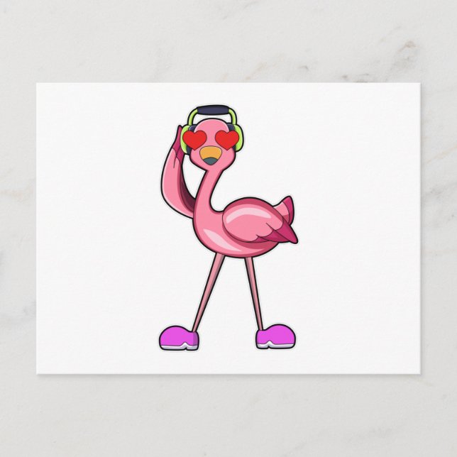 Flamingo as Pensioner with Walking stick & Hat Postcard (Front)