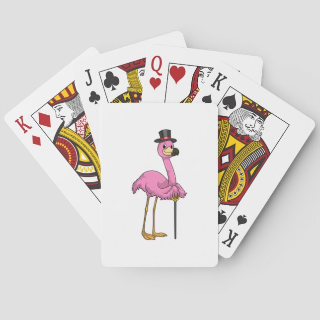 Flamingo as Pensioner with Walking stick Poker Cards (Back)