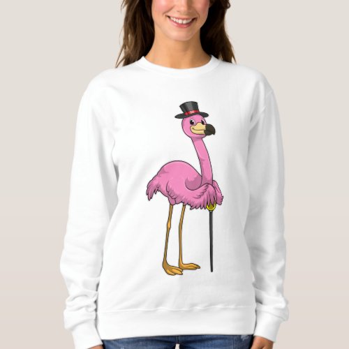 Flamingo as Pensioner with Walking stick Sweatshirt