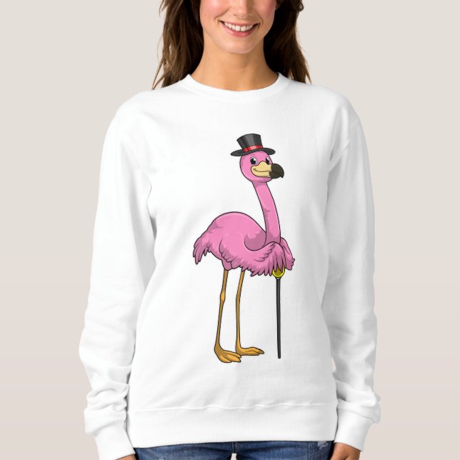Flamingo as Pensioner with Walking stick Sweatshirt (Front)